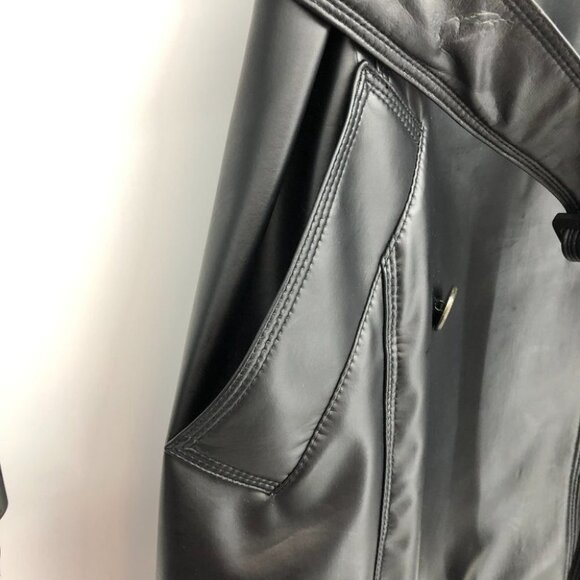 Nancy Lord Couture Vancouver Black  Double Breasted Leather Trench Coat - Picture 8 of 16